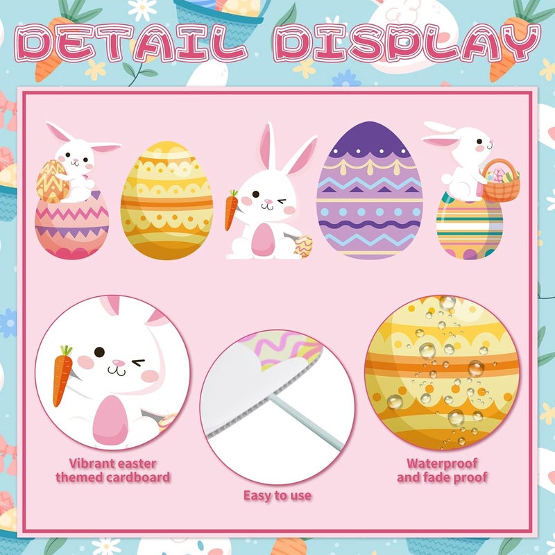 PhyLence 48 Inch Easter Bunny and Egg Yard Signs with Stakes - Large Bunny and Egg Stackable Designs for Outdoor Garden and Lawn Decorations for Easter Day Party Favors, Spring Holiday Celebrations - Image 3